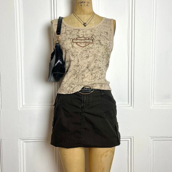 Vintage Harley Davidson NYC 2005 beige tank with text on back and shimmer size m - Picture 3 of 6